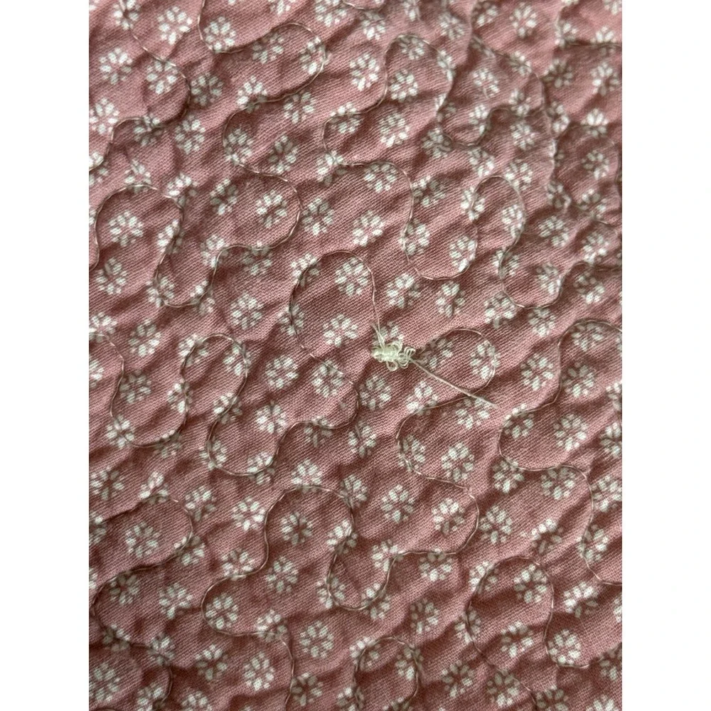 Vtg Laura Ashley Botanical Toile Quilt Coverlet Raspberry Pink Floral Cotton 90s